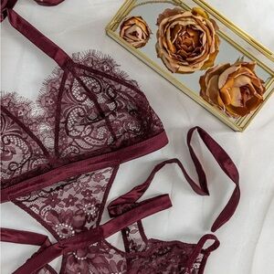 Mentionables Teddy maroon Valentine’s lingerie